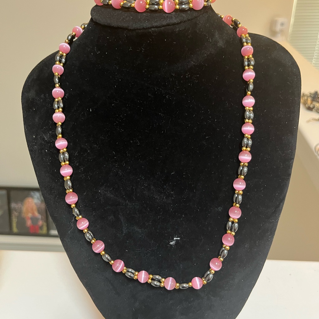 Carolyn Pollack Pink And Black Beaded Necklace 100$